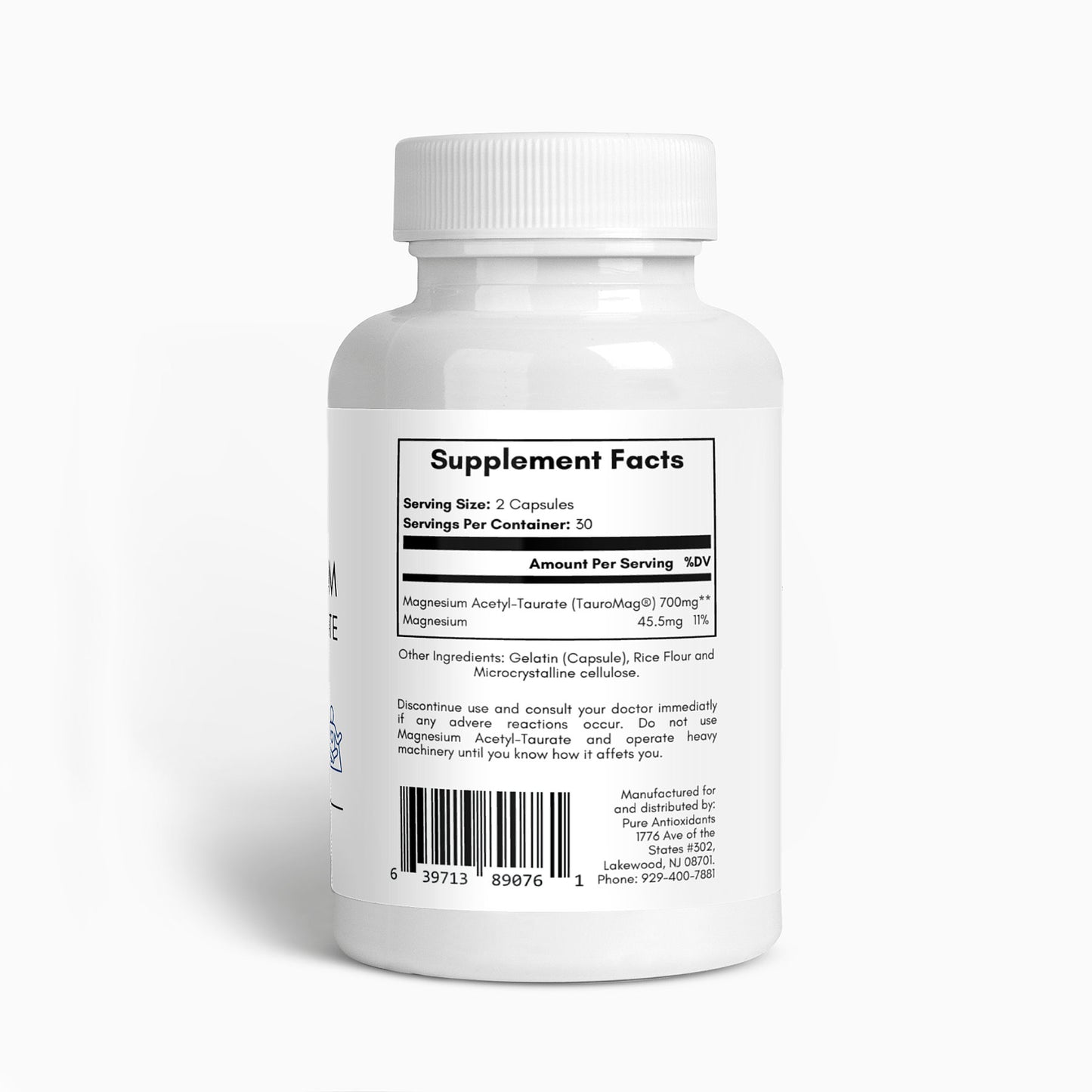 Magnesium Acetyl Taurate - 700mg - (ATA MG, TauroMag) Magnesium Supplement - 60 Capsules