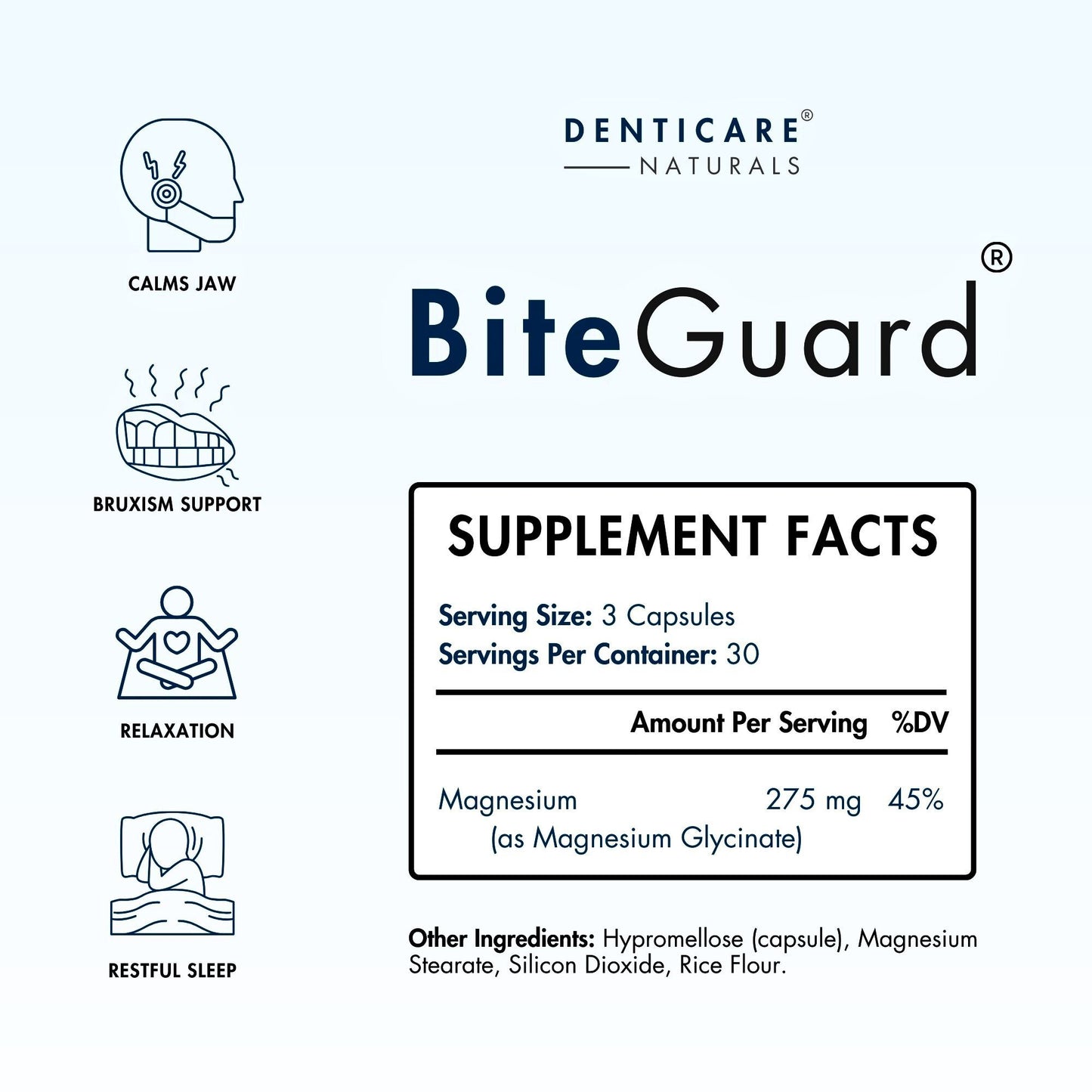 BiteGuard - Teeth Grinding Supplement, TMJ & Bruxism Support, with Pure Magnesium — 90 Capsules