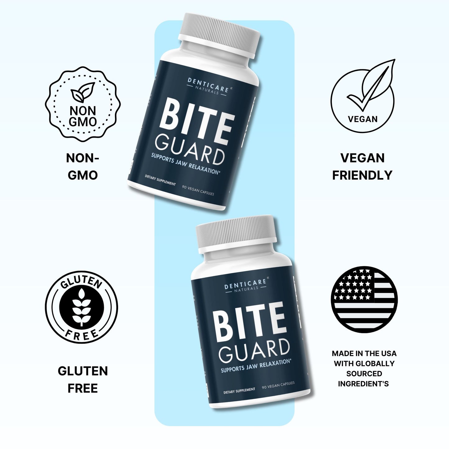 BiteGuard Supplement, Teeth Grinding & Bruxism Relief, 90 Capsules (Vegan Safe, Non-GMO) Magnesium for Bruxism Supplement