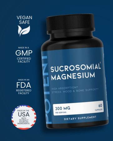 Potent Nutri Sucrosomial Magnesium — 300 mg High Absorption Magnesium Supplement (60 Capsules)